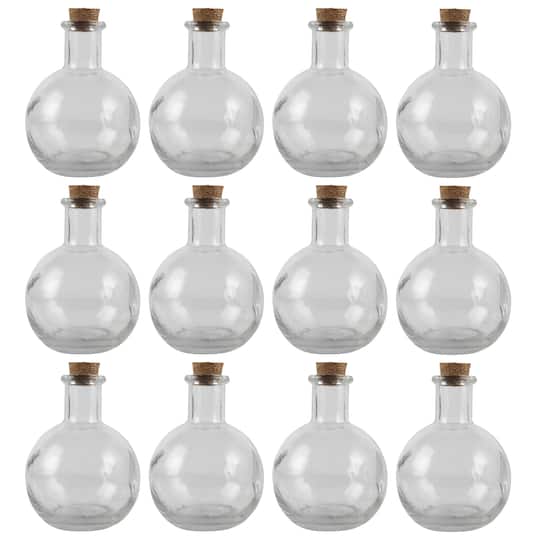 12 Pack: Round Glass Bottle with Cork by Ashland™